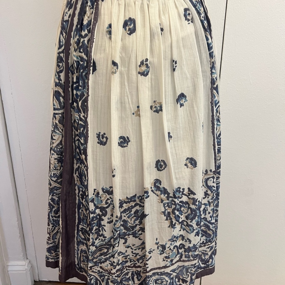 Blue and Cream Floral Midi Dress - Picture 9 of 12